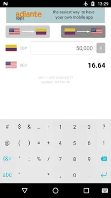 Dollar to Colombian Peso android App screenshot 0