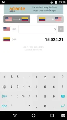 Dollar to Colombian Peso android App screenshot 1